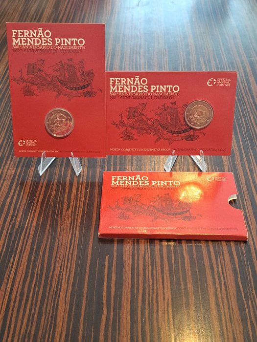 Portugal 2 Euro 2011 "Fernão Mendes Pinto" (2 moedas) Proof + BU  (Ingen mindstepris)