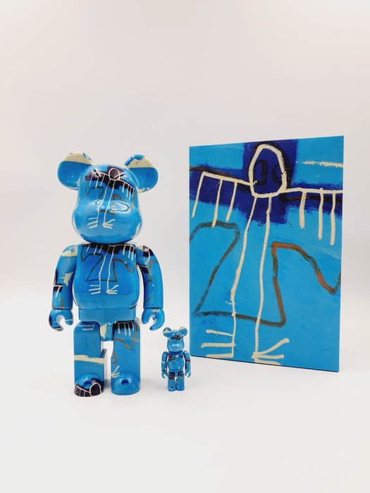 Jean Michel Basquiat (after) x Medicom Toy - Be@rbrick Jean Michel Basquiat V9 Blue Angel 400% 100% Bearbrick 2023