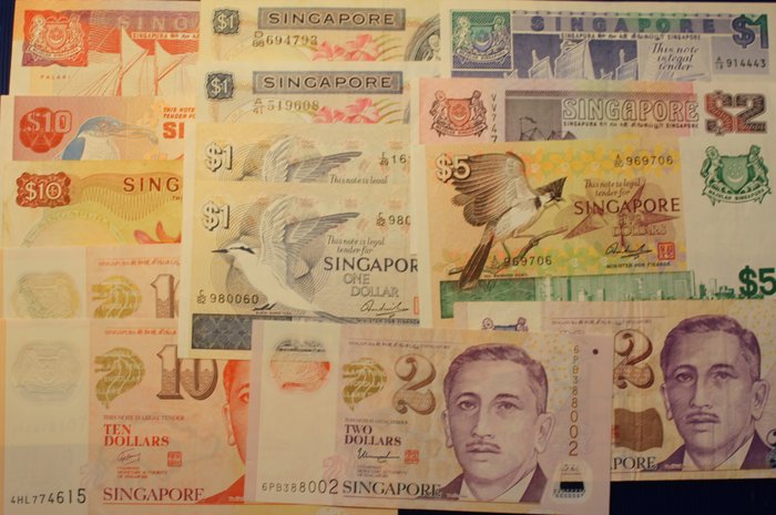 Singapore. - 14 banknotes - various dates  (Ingen mindstepris)