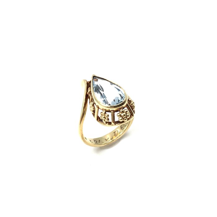 Ring - 14 karat Gulguld -  2.61ct. tw. Akvamarin - testet