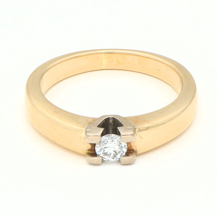 Ingen mindstepris - Ring - 14 karat Gulguld -  015ct tw Diamant (Natur)