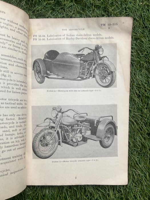 United States of America - WW2 US Army Harley Davidson Liberator / Indian Motorcycle Handbook - technical maintenance handbook / manual - 1942