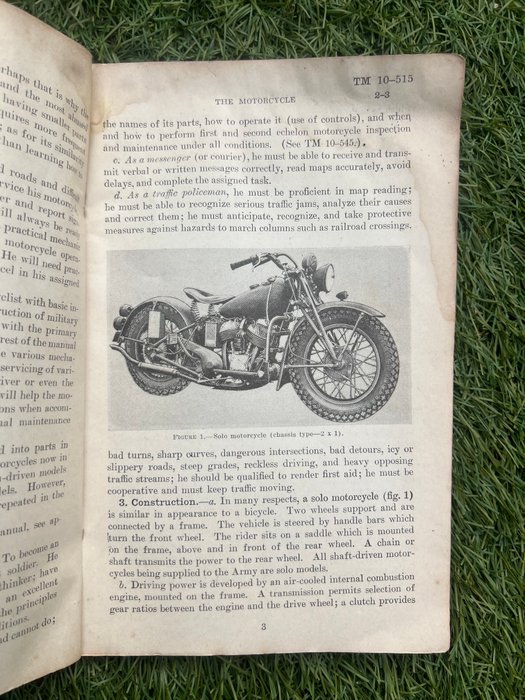 United States of America - WW2 US Army Harley Davidson Liberator / Indian Motorcycle Handbook - technical maintenance handbook / manual - 1942