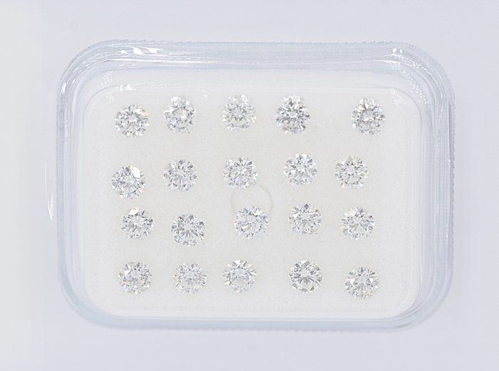 Ingen mindstepris - 20 pcs Diamant  (Natur)  - 103 ct - Rund - G H - SI2 VS1 - Instituto Gemólogico Español (IGE)