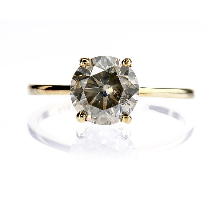 Ingen mindstepris - Forlovelsesring - 14 karat Gulguld -  2.05ct. tw. Diamant (Naturfarvet)