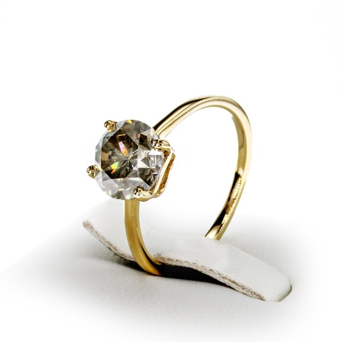 Ingen mindstepris - Forlovelsesring - 14 karat Gulguld -  2.05ct. tw. Diamant (Naturfarvet)