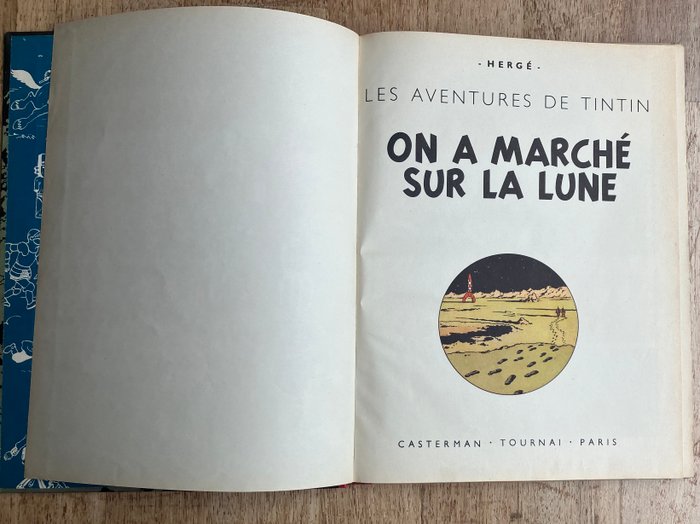 Tintin T17 - On a marché sur la lune (B11) - C - 1 Album - Første udgave - 1954