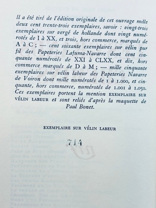 Jean Giono - Les grands chemins [Cartonnage NRF Paul Bonet] - 1951