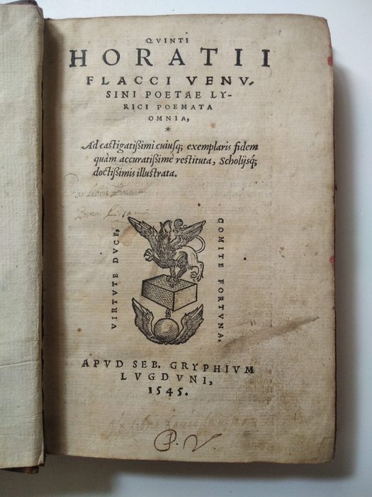 Q. Orazio Flacco - Quinti Horatii Flacci Venusini Poetae Lyrici Poemata omnia - 1545