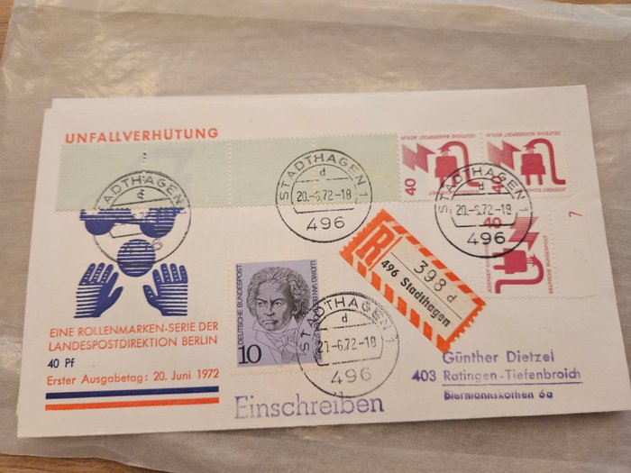 Berlin  - FDC Berlin med rullemærker forebyggelse af ulykker