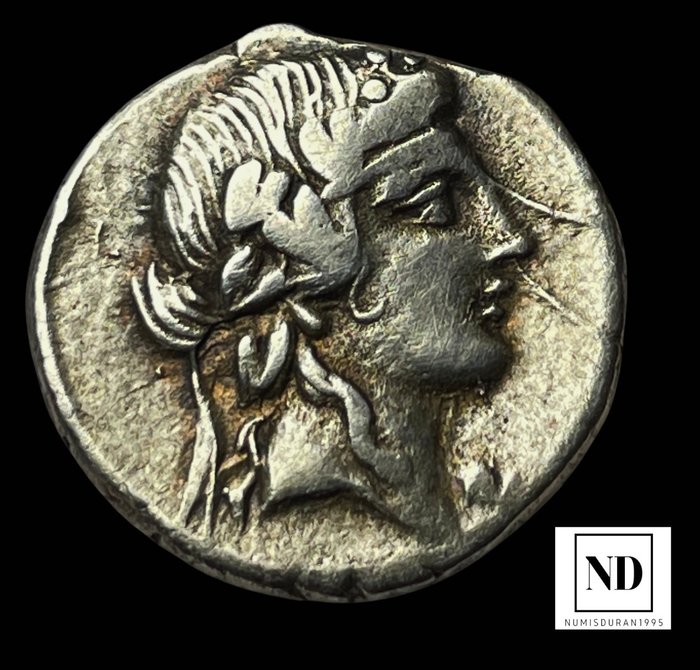 Romerska republiken. Q. Titius, 90 f.Kr.. Denarius Roma