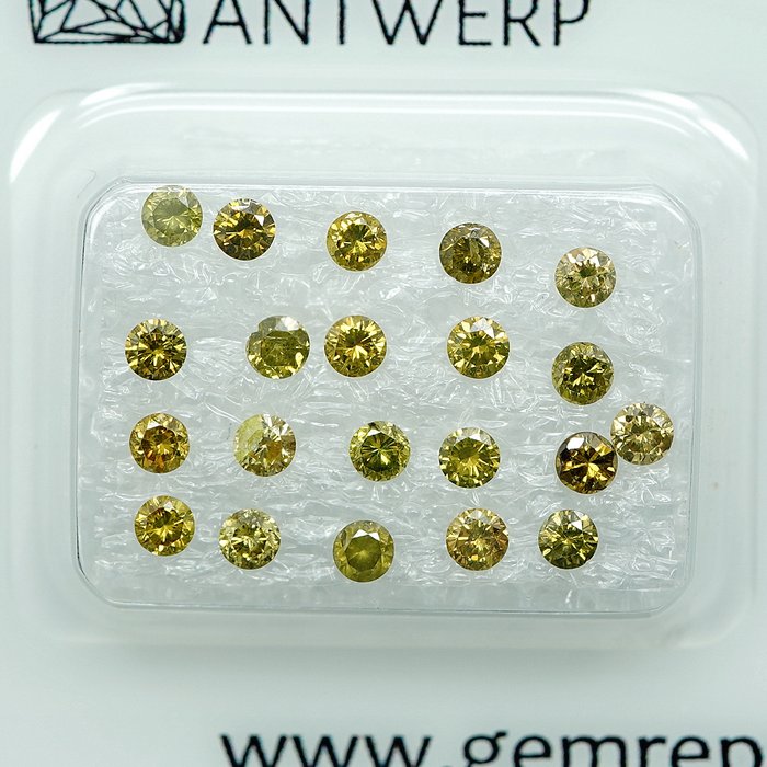 Ingen mindstepris - 21 pcs Diamant  (Farvebehandlet)  - 1.01 ct - I3, VS1 - Gem Report Antwerp (GRA)