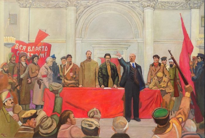 Shevchenko Viktor Fokich (1924-1998) - Comizio con Lenin - XXL FORMAT