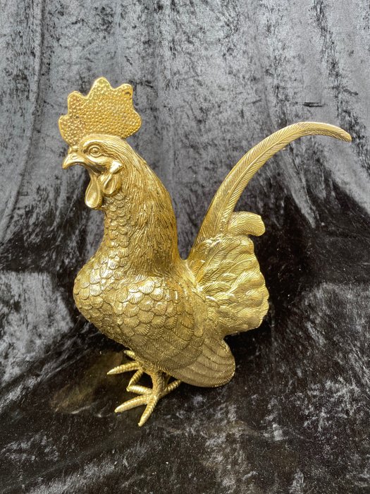 Skulptur Rooster - 25 cm - 25 cm - Forgyldt bronze