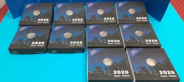 Finland. 2 Euro 2020 "Vaino Linna" + "Turku" (10 monete) Proof