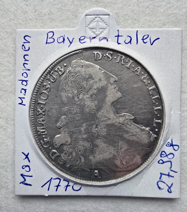 Tyskland, Bavaria. Madonnentaler , Bayerntaler 1770, historische Münze! historical coin!  (Ingen mindstepris)