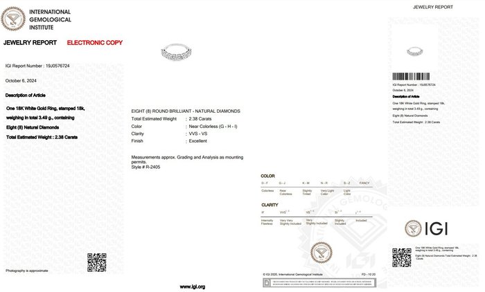 Ring - 18 kraat Hvidguld -  2.38ct. tw. Diamant (Natur)