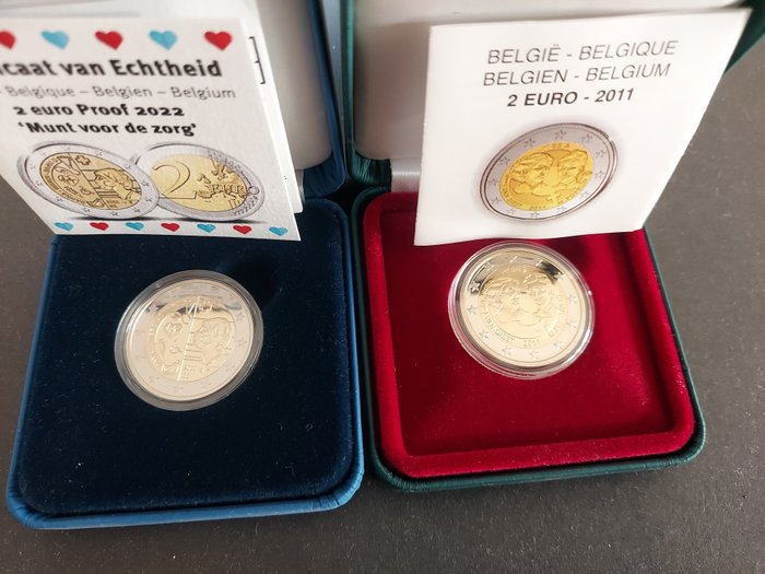 Belgien. 2 Euro 2011/2022 (2 monete) Proof  (Ingen mindstepris)