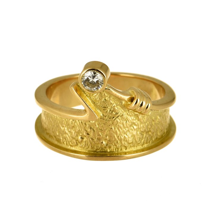 Ring - 18 kraat Gulguld Diamant (Natur)