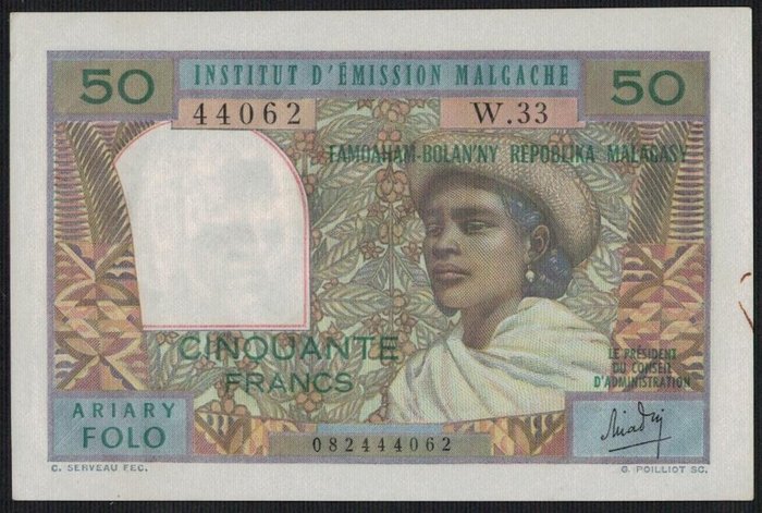 Madagaskar - 50 Francs ND (1964-1973) - Pick 61  (Ingen mindstepris)