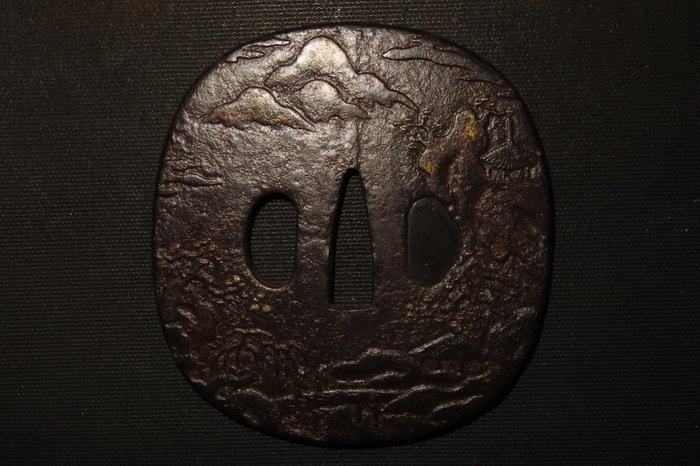 Katana - Smedet jern - Daito Scenery Tsuba : C4-491 - Japan - Edo-perioden (1600-1868)