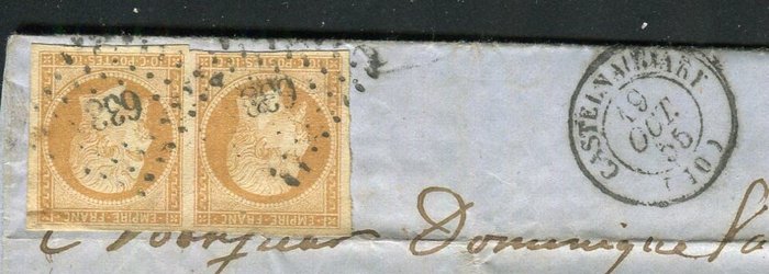 Frankrig 1855 - Belle lettre de Castelnaudary pour Vabre avec une paire de n° 13A