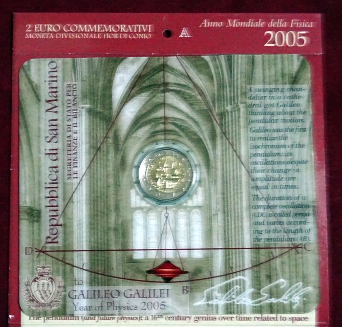 San Marino. 2 Euro 2005 "Galileo Galilei"  (Ingen mindstepris)