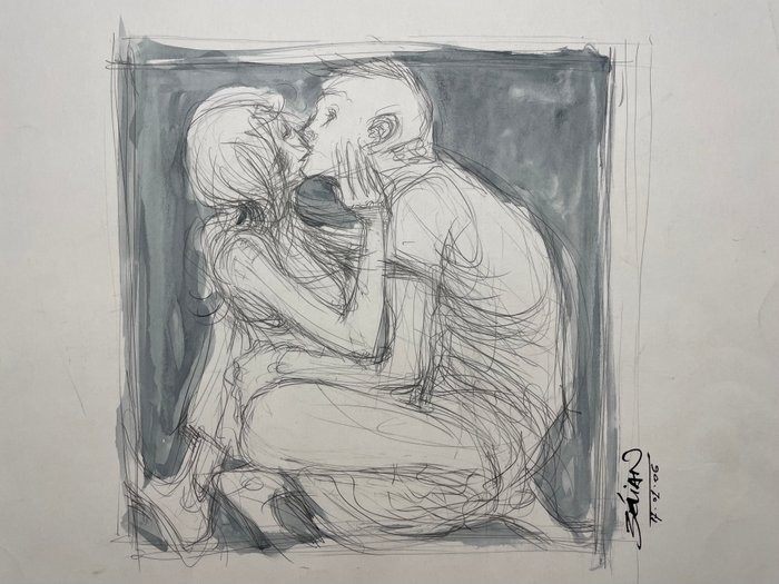 Bézian, Frédéric - 1 Original preliminary drawing - Couple - 2006