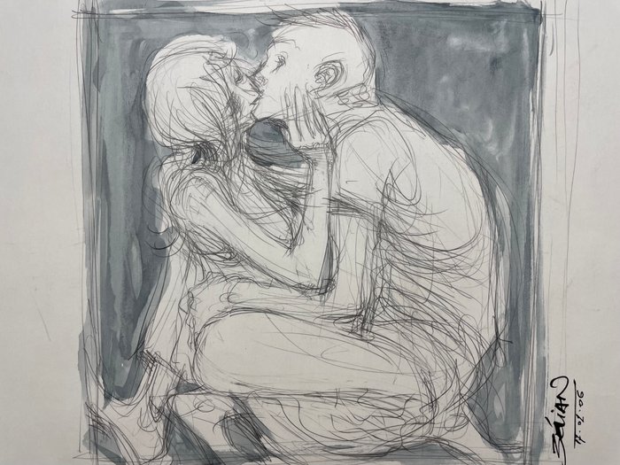 Bézian, Frédéric - 1 Original preliminary drawing - Couple - 2006