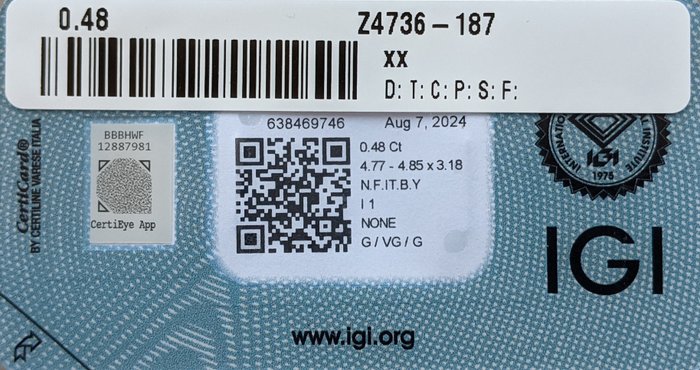 Ingen mindstepris - 1 pcs Diamant  (Naturfarvet)  - 048 ct - Rund - Fancy intense Brunlig Gul - I1 - International Gemological Institute (IGI)