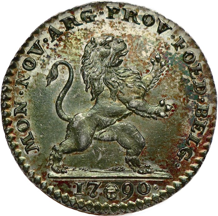 Belgien. Brabant Revolution / Brabantse Omwenteling. 10 Sols or ½ Gulden Insurrection Coinage - 1st type - Brussels Mint - 1790 - PROOFLIKE - HIGH QUALITY