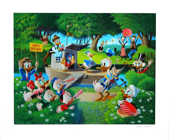 Carl Barks - 1 Lithograph - Donald Duck - Surprise Party at Memory Pond 331/500 - 1994