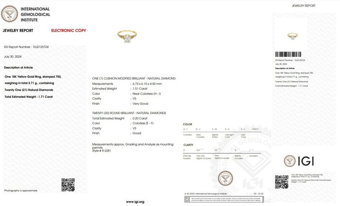 Ingen mindstepris - Ring - 18 kraat Gulguld -  1.71ct. tw. Diamant (Natur) - Diamant - Ideel skåret diamant