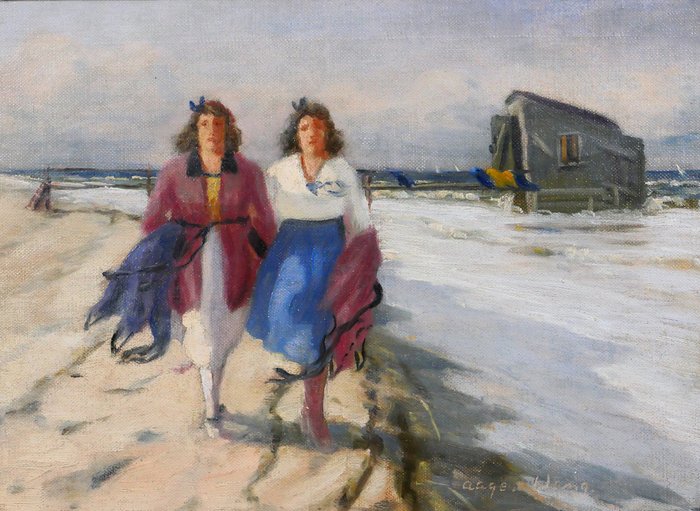 Aage Wang (1879-1959) - Women on the beach