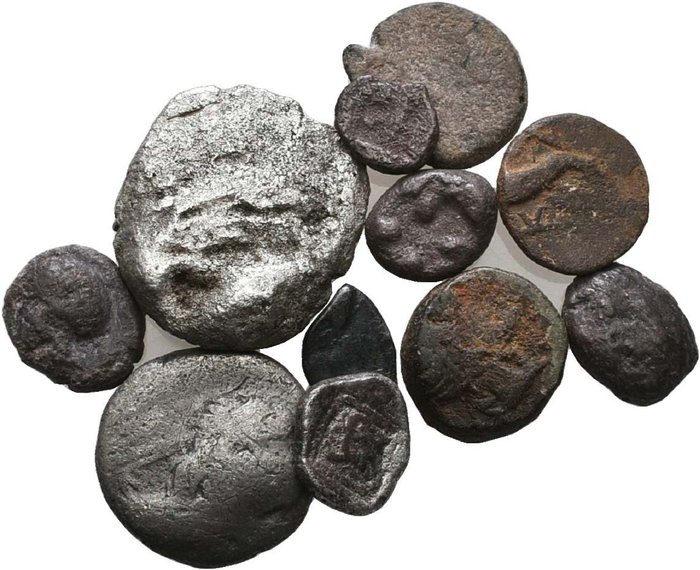 Grækenland (gamle) Lot of 11 coins (AE/AR) including Cappadocian Drachm Miletos Diobol and various other Asia Minor examples  (Ingen mindstepris)