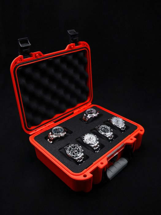 Indestructible Watch Suitcase for 6 Watches - Red - Elbrus Horology Timepiece Valet 6