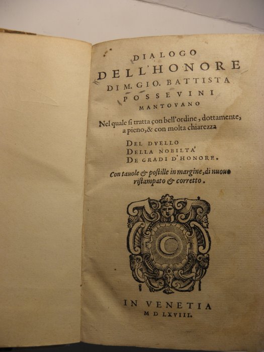 Di. Gio. Battista - Dialogo Dell'honore Dim. Gio. Battista possevini mantovano - 1568