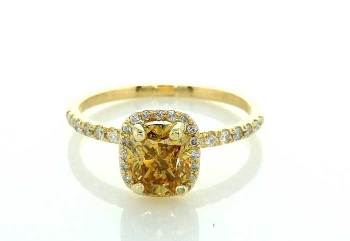 Ring - 14 karat Gulguld -  1.32ct. tw. Diamant (Natur) - Diamant