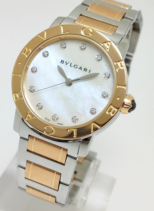 Bvlgari - 18K (0750) Gold/Steel MOP Diamond - BBL P 33 SG - Kvinder - 2011-nu