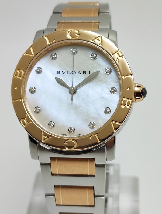 Bvlgari - 18K (0750) Gold/Steel MOP Diamond - BBL P 33 SG - Kvinder - 2011-nu