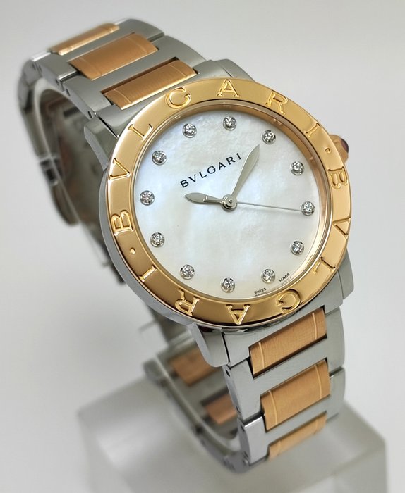 Bvlgari - 18K (0750) Gold/Steel MOP Diamond - BBL P 33 SG - Kvinder - 2011-nu