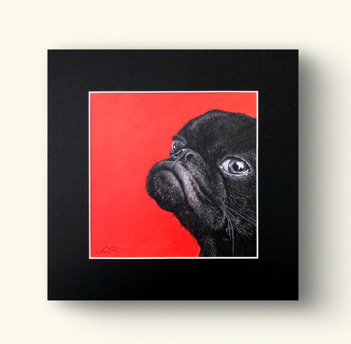 AniB. - Dog Painting : " Frenchie Caught in the Act "