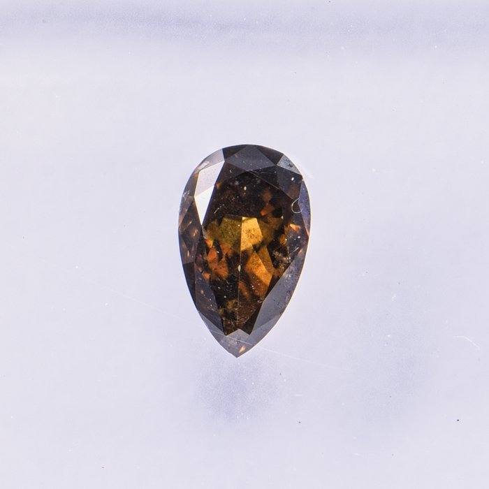 Ingen mindstepris - 1 pcs Diamant  (Naturfarvet)  - 0.30 ct - Pære - Fancy dark Grønlig, Gul Brun - SI2 - International Gemological Institute (IGI)