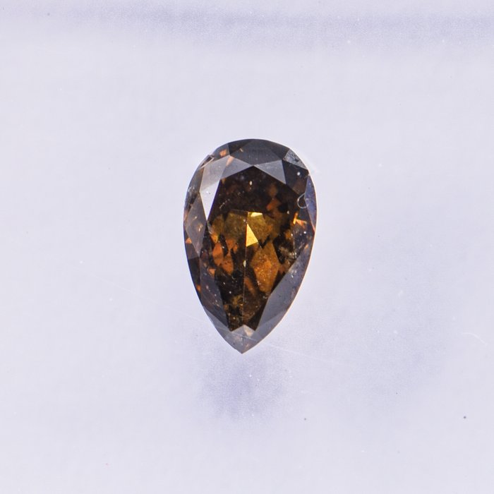 Ingen mindstepris - 1 pcs Diamant  (Naturfarvet)  - 0.30 ct - Pære - Fancy dark Grønlig, Gul Brun - SI2 - International Gemological Institute (IGI)