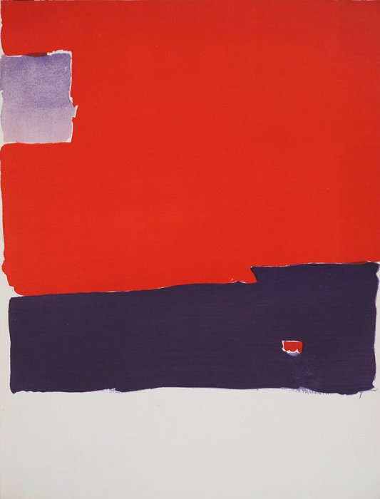 Nicolas DE STAEL - Composition au fond rouge (Paysage)