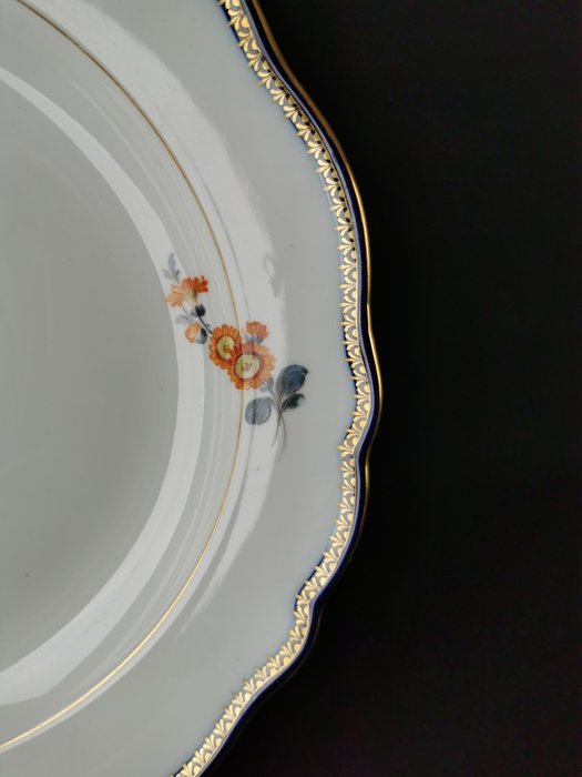 Meissen - bordo "A" dorato e blu cobalto L 31 cm 1a scelta - Serveringstallerken - Porcelæn