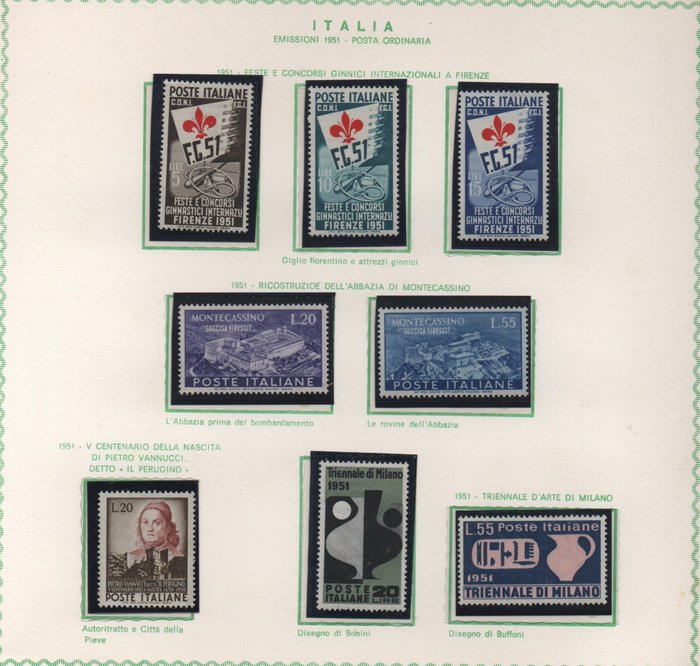 Italien 1951 - 1951 Komplet vintage almindelig post