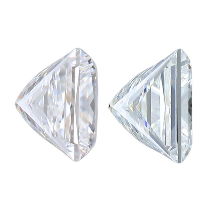 2 pcs Diamant  (Natur)  - 0.80 ct - Kvadrat - D (farveløs), E - VVS1, VVS2 - Gemological Institute of America (GIA)