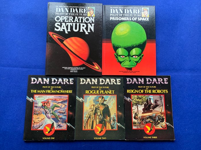 Dan Dare Hawk Vol 3, 4, Dragon's Dream Vol 1,2,3 - 5 Album - Første udgave - 1979/1990