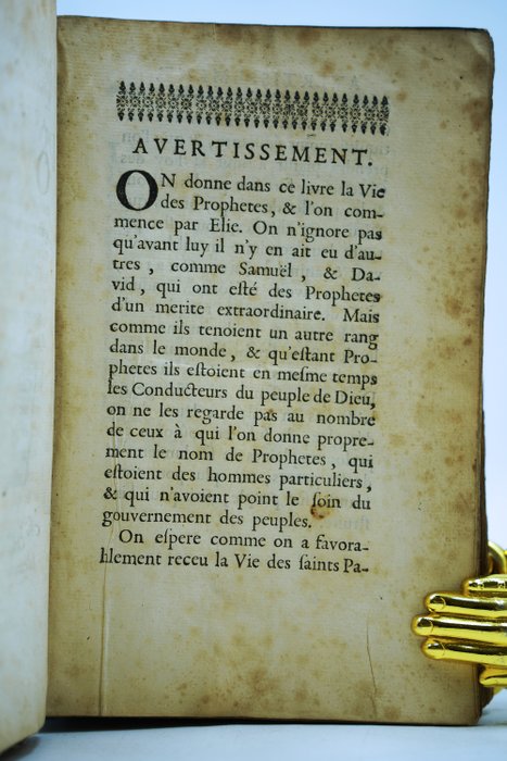 Nicolas Fontaine - Vie des prophètes avec des réflexions tirés des SS. pères - 1685